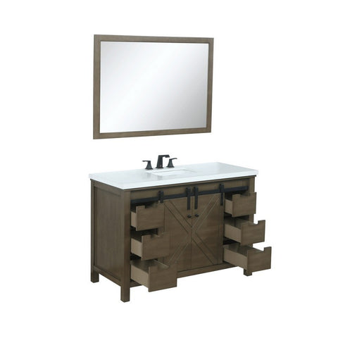 Image of Marsyas 48" Rustic Brown Single Vanity Set, White Quartz Top | LM342248SKCSM44F