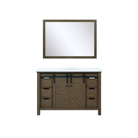 Image of Marsyas 48" Rustic Brown Single Vanity, White Quartz Top and 44" Mirror | LM342248SKCSM44