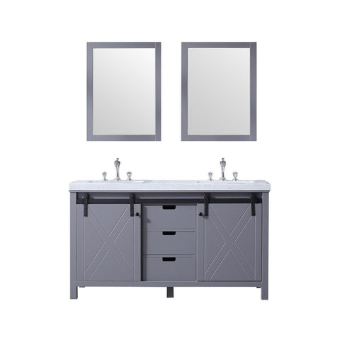 Image of Marsyas 60" Dark Grey Double Vanity Set, White Carrara Marble Top | LM342260DBBSM24F