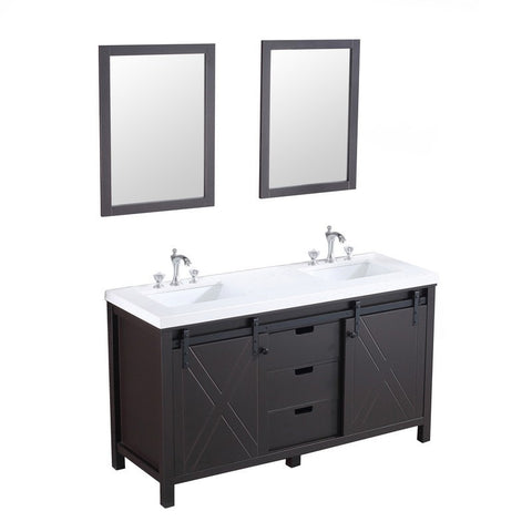 Image of Marsyas 60" Brown Double Vanity Set, White Quartz Top | LM342260DCCSM24F