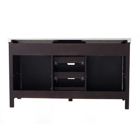 Image of Marsyas 60" Brown Double Vanity Set, White Quartz Top | LM342260DCCSM24F