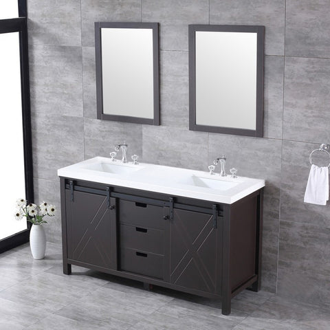 Image of Marsyas 60" Brown Double Vanity Set, White Quartz Top | LM342260DCCSM24F