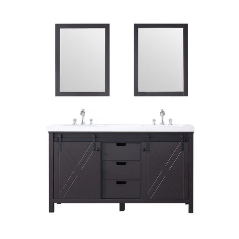 Image of Marsyas 60" Brown Double Vanity Set, White Quartz Top | LM342260DCCSM24F