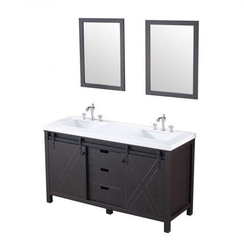 Image of Marsyas 60" Brown Double Vanity Set, White Quartz Top | LM342260DCCSM24F