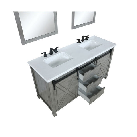 Image of Marsyas 60" Ash Grey Double Vanity Set, White Quartz Top | LM342260DHCSM24F