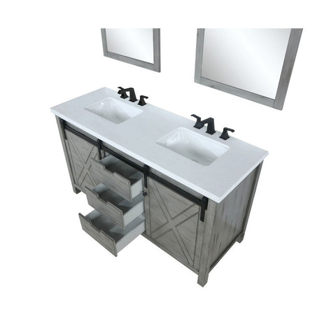Image of Marsyas 60" Ash Grey Double Vanity Set, White Quartz Top | LM342260DHCSM24F