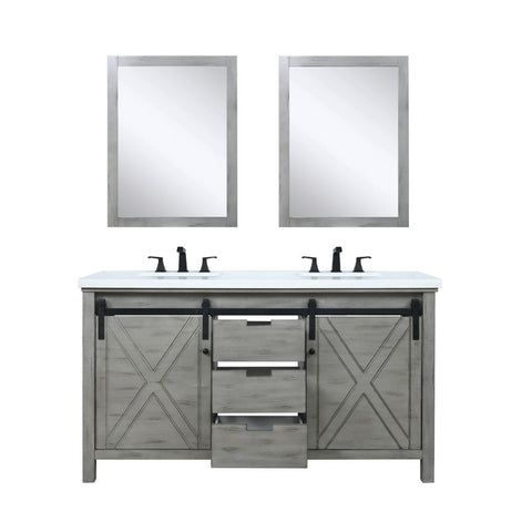 Image of Marsyas 60" Ash Grey Double Vanity Set, White Quartz Top | LM342260DHCSM24F