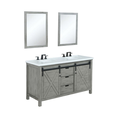 Image of Marsyas 60" Ash Grey Double Vanity Set, White Quartz Top | LM342260DHCSM24F