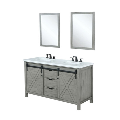Image of Marsyas 60" Ash Grey Double Vanity Set, White Quartz Top | LM342260DHCSM24F