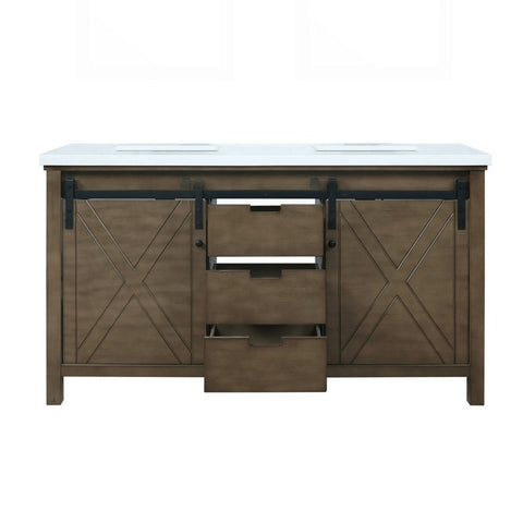 Image of Marsyas 60" Rustic Brown Double Vanity, White Quartz Top | LM342260DKCS000