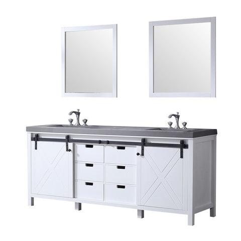 Image of Marsyas 80" White Double Vanity Set, Grey Quartz Top | LM342280DAASM30F