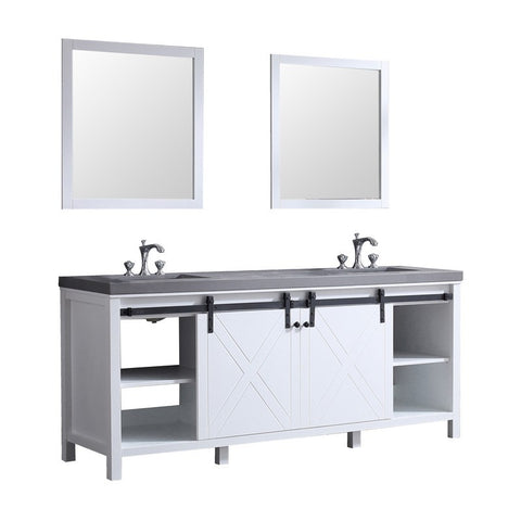 Image of Marsyas 80" White Double Vanity Set, Grey Quartz Top | LM342280DAASM30F