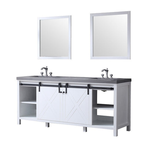 Image of Marsyas 80" White Double Vanity Set, Grey Quartz Top | LM342280DAASM30F