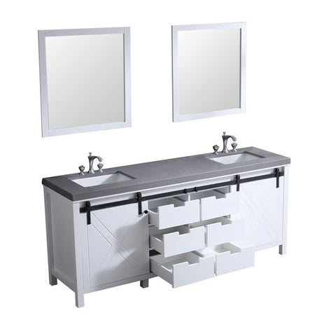 Image of Marsyas 80" White Double Vanity Set, Grey Quartz Top | LM342280DAASM30F
