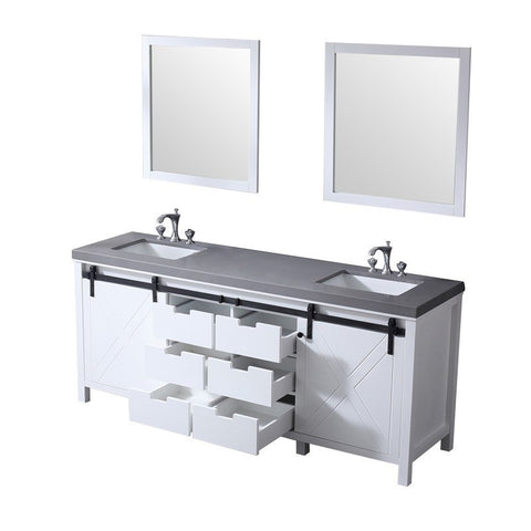 Image of Marsyas 80" White Double Vanity Set, Grey Quartz Top | LM342280DAASM30F