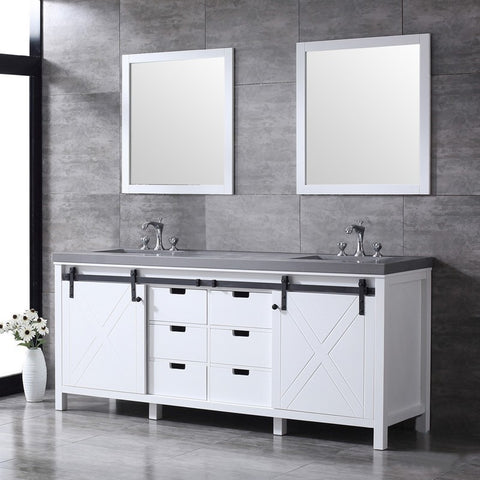 Image of Marsyas 80" White Double Vanity Set, Grey Quartz Top | LM342280DAASM30F