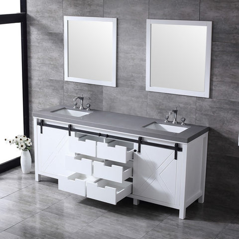 Image of Marsyas 80" White Double Vanity Set, Grey Quartz Top | LM342280DAASM30F