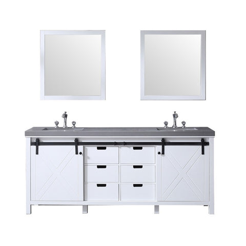 Image of Marsyas 80" White Double Vanity Set, Grey Quartz Top | LM342280DAASM30F