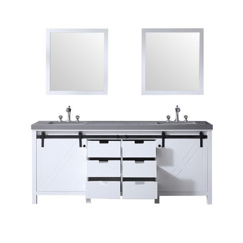 Image of Marsyas 80" White Double Vanity Set, Grey Quartz Top | LM342280DAASM30F