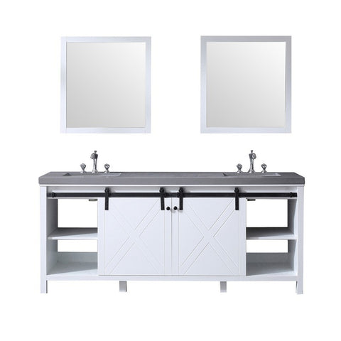Image of Marsyas 80" White Double Vanity Set, Grey Quartz Top | LM342280DAASM30F