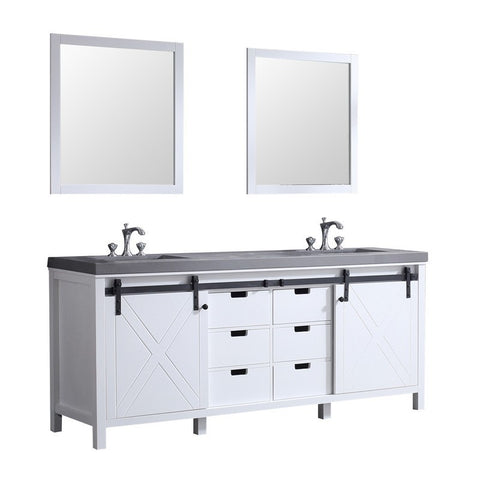 Image of Marsyas 80" White Double Vanity Set, Grey Quartz Top | LM342280DAASM30F