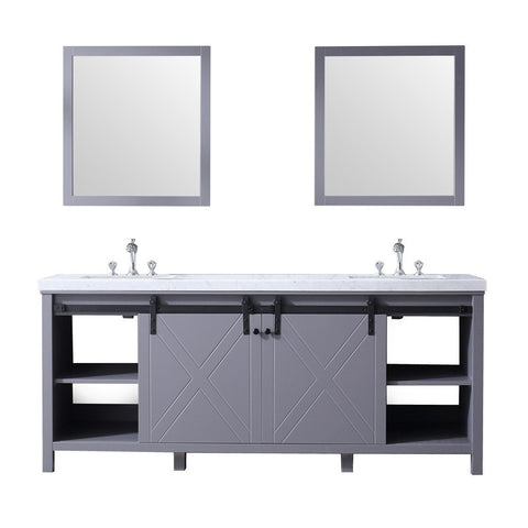 Image of Marsyas 80" Dark Grey Double Vanity Set, White Carrara Marble Top | LM342280DBBSM30F