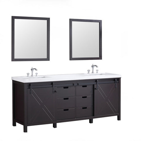 Image of Marsyas 80" Brown Double Vanity Set, White Quartz Top | LM342280DCCSM30F