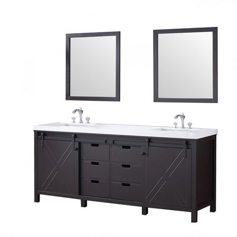 Image of Marsyas 80" Brown Double Vanity Set, White Quartz Top | LM342280DCCSM30F