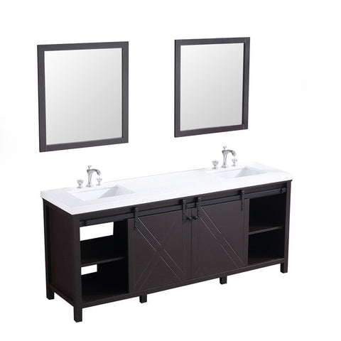 Image of Marsyas 80" Brown Double Vanity Set, White Quartz Top | LM342280DCCSM30F