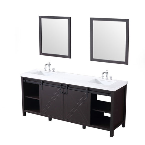 Image of Marsyas 80" Brown Double Vanity Set, White Quartz Top | LM342280DCCSM30F