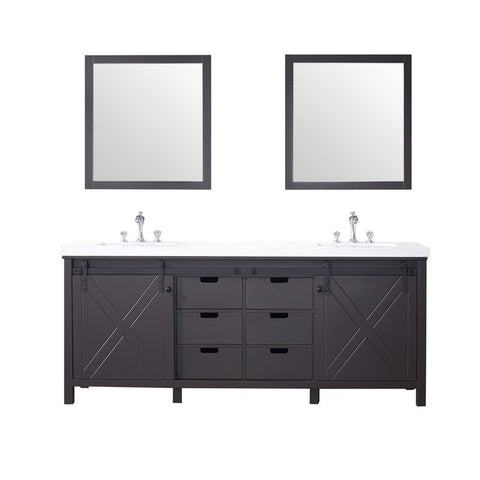 Image of Marsyas 80" Brown Double Vanity Set, White Quartz Top | LM342280DCCSM30F