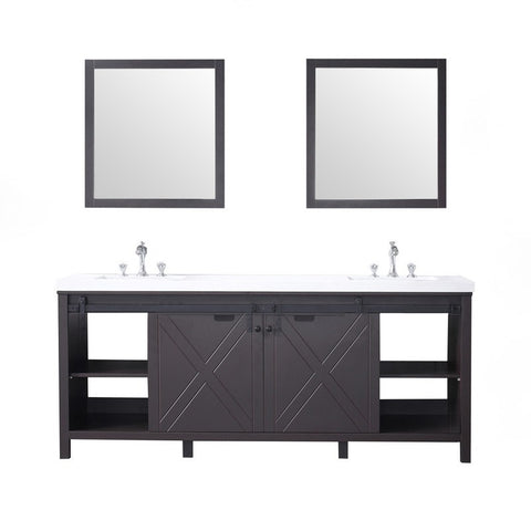 Image of Marsyas 80" Brown Double Vanity Set, White Quartz Top | LM342280DCCSM30F