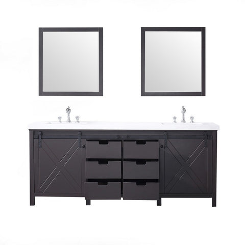 Image of Marsyas 80" Brown Double Vanity Set, White Quartz Top | LM342280DCCSM30F
