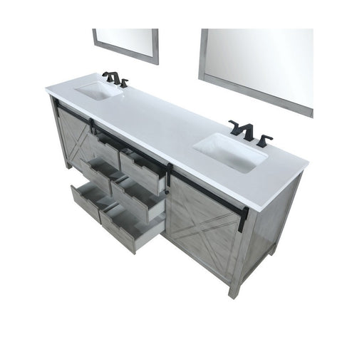 Image of Marsyas 80" Ash Grey Double Vanity Set, White Quartz Top | LM342280DHCSM30F