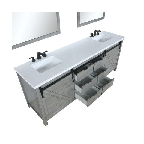 Image of Marsyas 80" Ash Grey Double Vanity Set, White Quartz Top | LM342280DHCSM30F