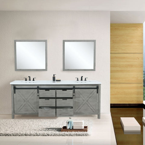 Image of Marsyas 80" Ash Grey Double Vanity Set, White Quartz Top | LM342280DHCSM30F