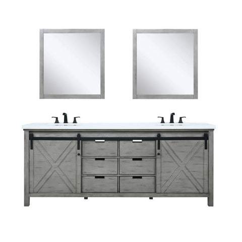 Image of Marsyas 80" Ash Grey Double Vanity Set, White Quartz Top | LM342280DHCSM30F