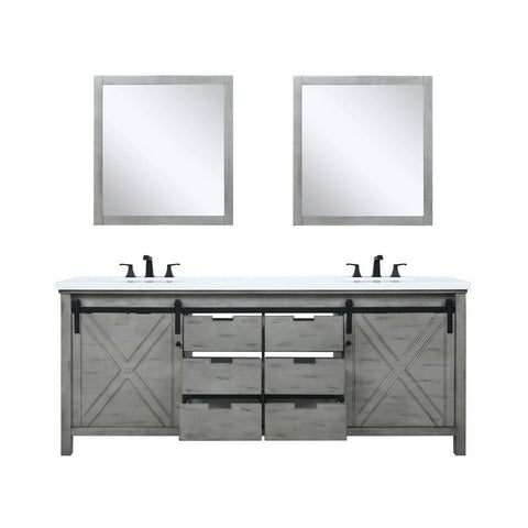 Image of Marsyas 80" Ash Grey Double Vanity Set, White Quartz Top | LM342280DHCSM30F