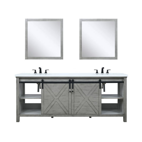 Image of Marsyas 80" Ash Grey Double Vanity Set, White Quartz Top | LM342280DHCSM30F