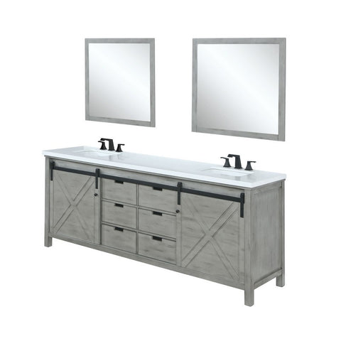 Image of Marsyas 80" Ash Grey Double Vanity Set, White Quartz Top | LM342280DHCSM30F