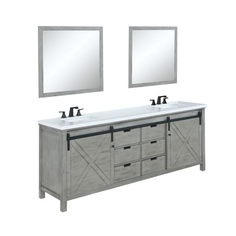 Image of Marsyas 80" Ash Grey Double Vanity Set, White Quartz Top | LM342280DHCSM30F
