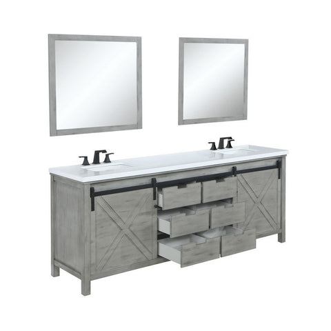 Image of Marsyas 80" Ash Grey Double Vanity Set, White Quartz Top | LM342280DHCSM30F
