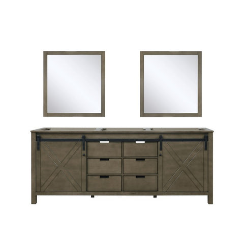 Image of Marsyas 80" Rustic Brown Double Vanity, no Top and 30" Mirrors | LM342280DK00M30