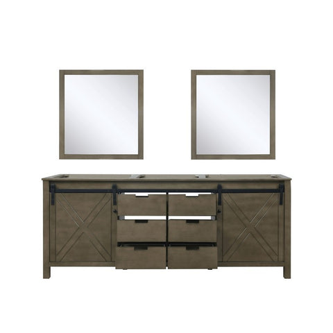 Image of Marsyas 80" Rustic Brown Double Vanity, no Top and 30" Mirrors | LM342280DK00M30