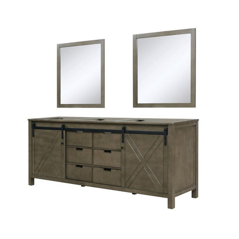 Image of Marsyas 80" Rustic Brown Double Vanity, no Top and 30" Mirrors | LM342280DK00M30