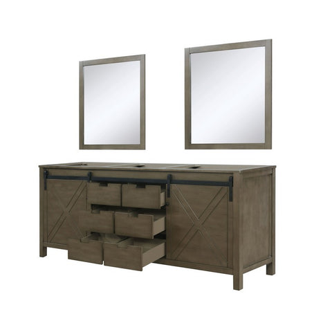 Image of Marsyas 80" Rustic Brown Double Vanity, no Top and 30" Mirrors | LM342280DK00M30