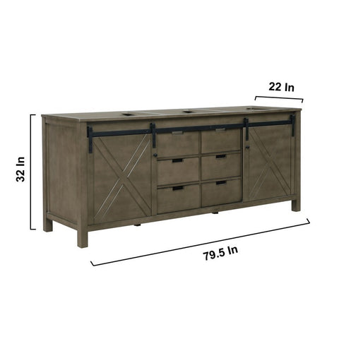 Image of Marsyas 80" Rustic Brown Double Vanity, no Top and 30" Mirrors | LM342280DK00M30