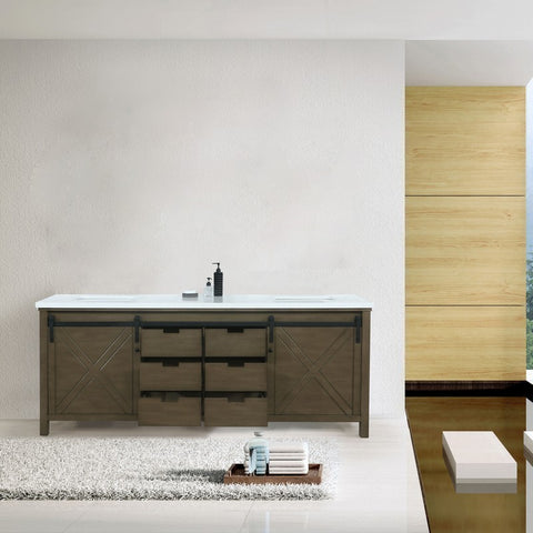 Image of Marsyas 80" Rustic Brown Double Vanity, White Quartz Top | LM342280DKCS000