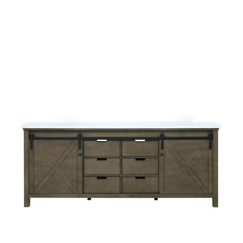 Image of Marsyas 80" Rustic Brown Double Vanity, White Quartz Top | LM342280DKCS000