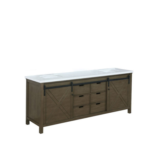 Image of Marsyas 80" Rustic Brown Double Vanity, White Quartz Top | LM342280DKCS000